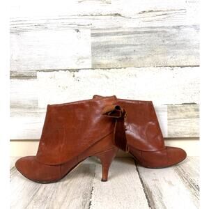 Jeffrey Campbell Vintage Womens 9 Brown Leather Velvet Bow Heeled Ankle Booties